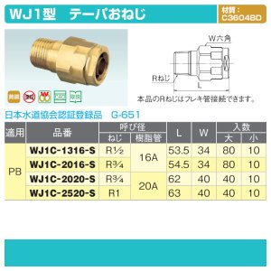 画像3: WJ1型「テーパおねじ」JWWA G-651 PB管専用 ダブルロックジョイント