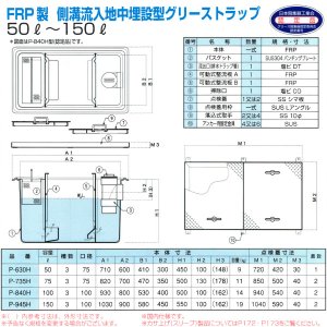 画像2: PP式FRP製側溝流入地中埋設型グリーストラップ（P-H/G-H型）日本阻集器工業会認定品 プレパイ工業