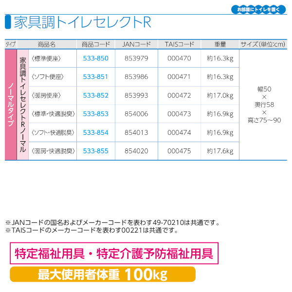 安寿 家具調トイレセレクトＲ「ノーマル」