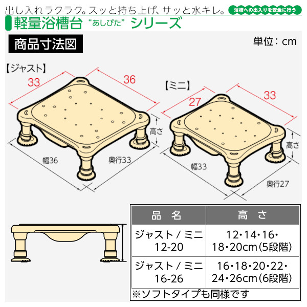安寿 ステンレス製浴槽台R あしぴた ミニ15-20 ブルー 536-465 アロン化成 高さ15-20cm - 2